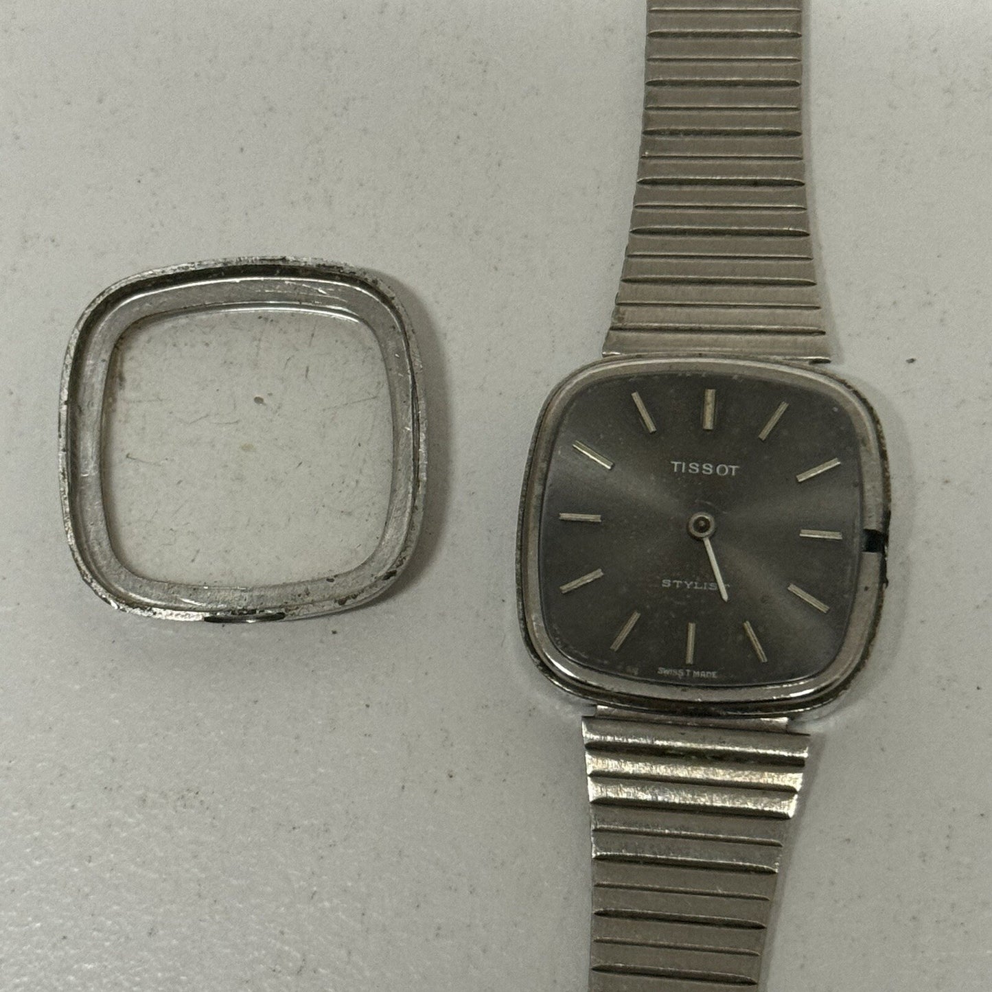 22mm Ladies Manual Wind Tissot Stylist Grey Dial Watch NON WORKING