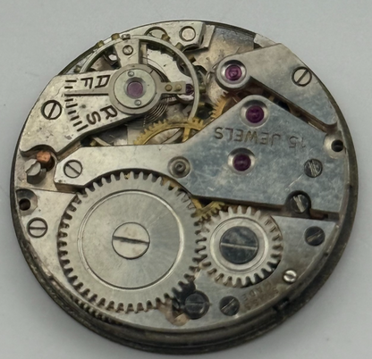 John Elkan Ltd London Watch Movement Manual Wind Vintage 15 Jewels Parts 24.4mm
