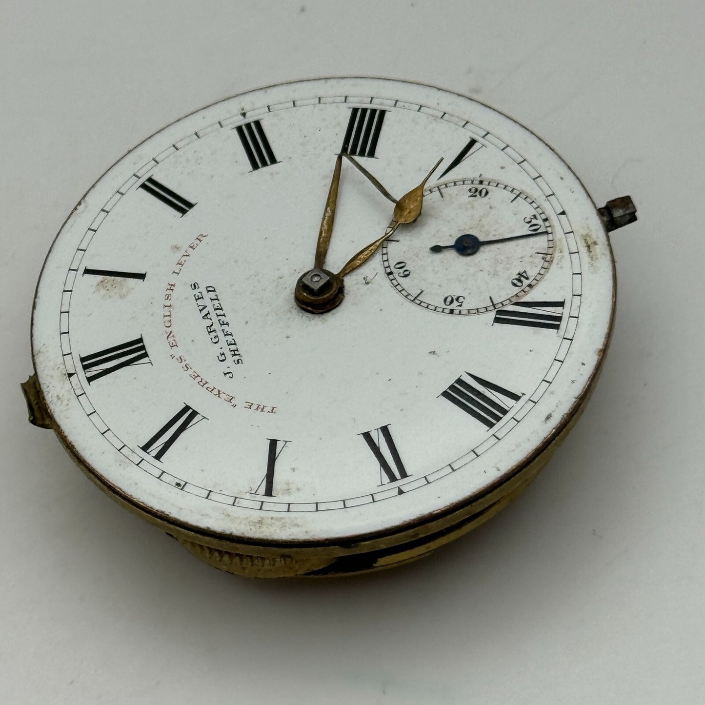44.6mm Antique J G Graves English Express Lever Pocket Watch Movement PARTS