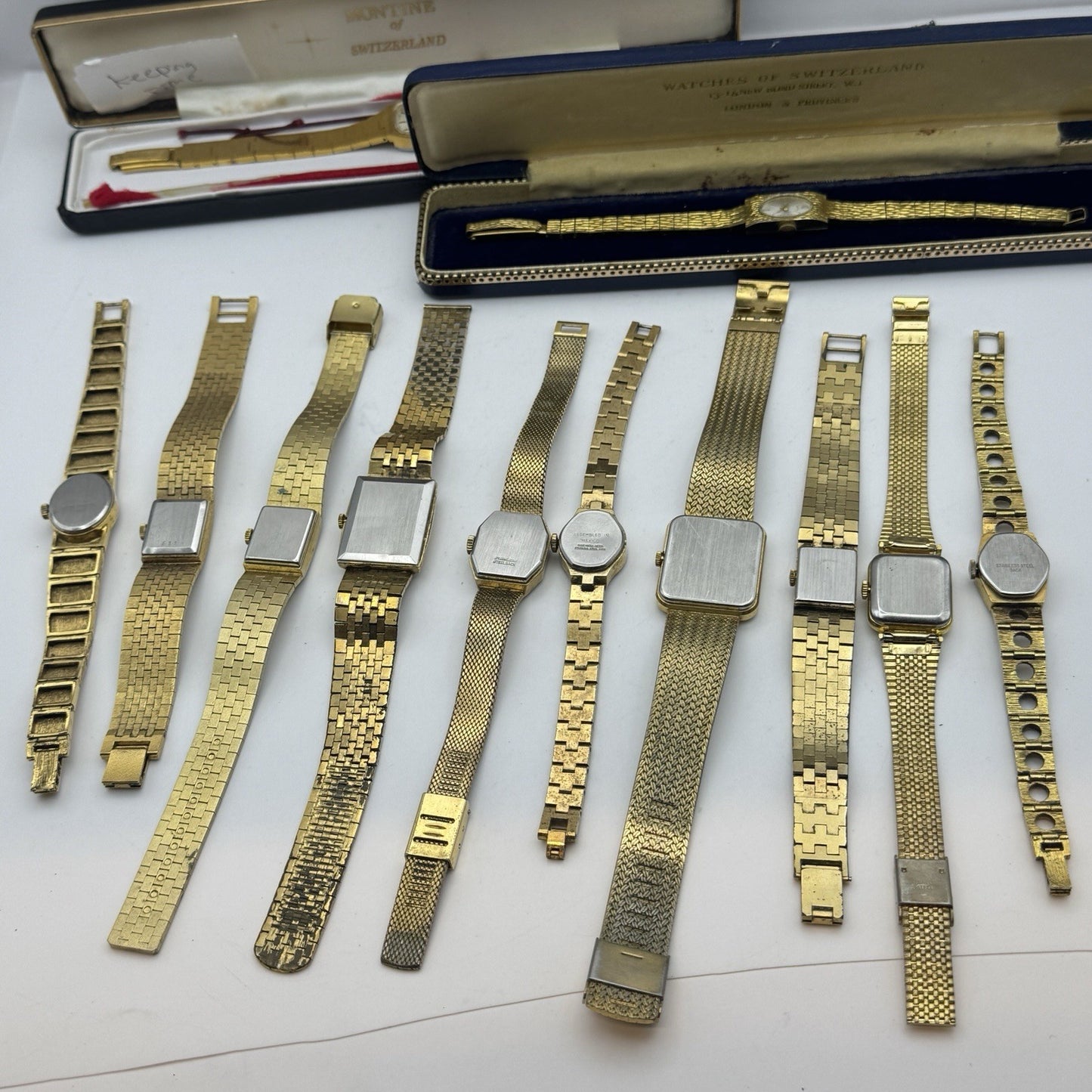 Bundle Of 12 Vintage Gold Plated Ladies Watches Mechanical Job Lot Parts Repair