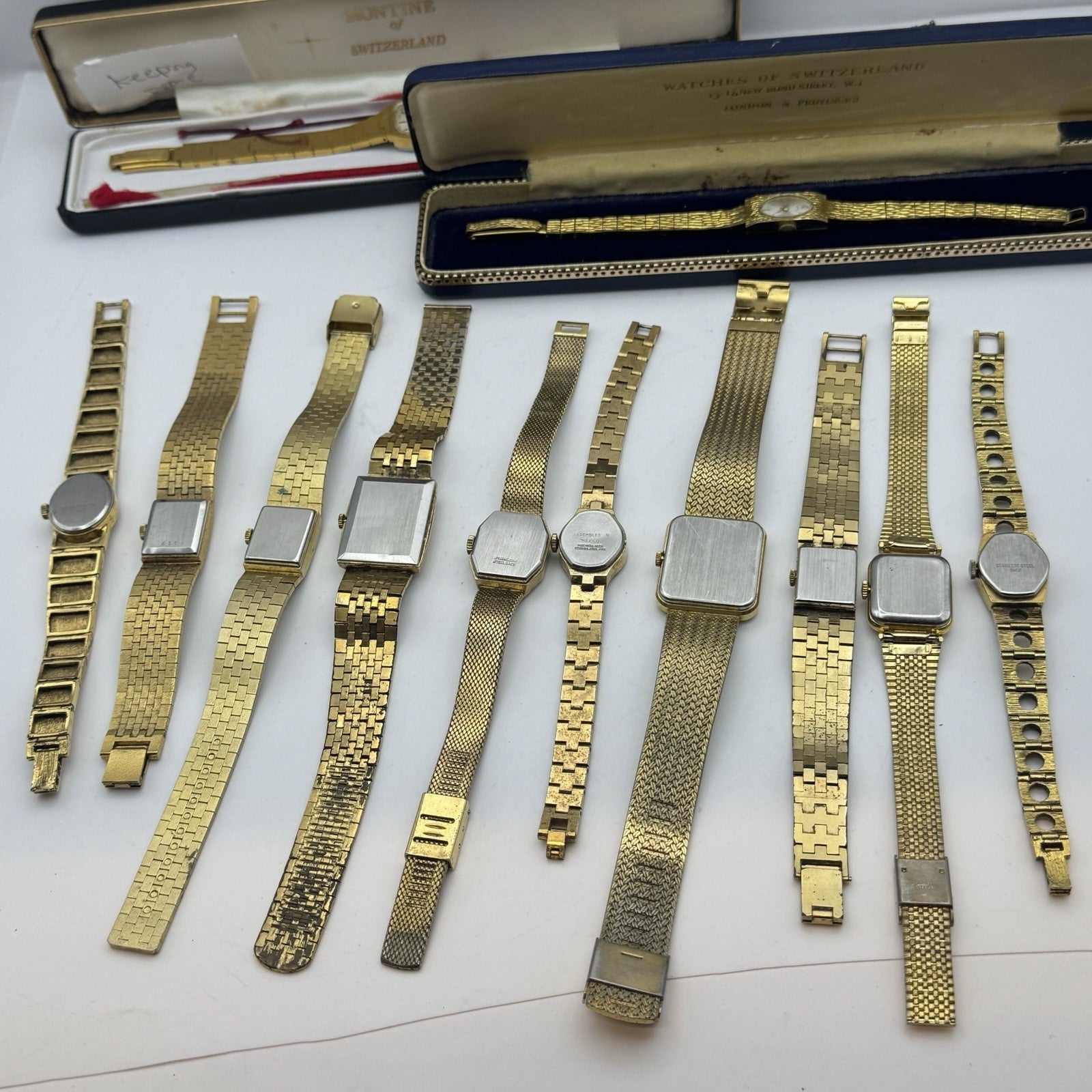 Bundle Of 12 Vintage Gold Plated Ladies Watches Mechanical Job Lot Parts Repair