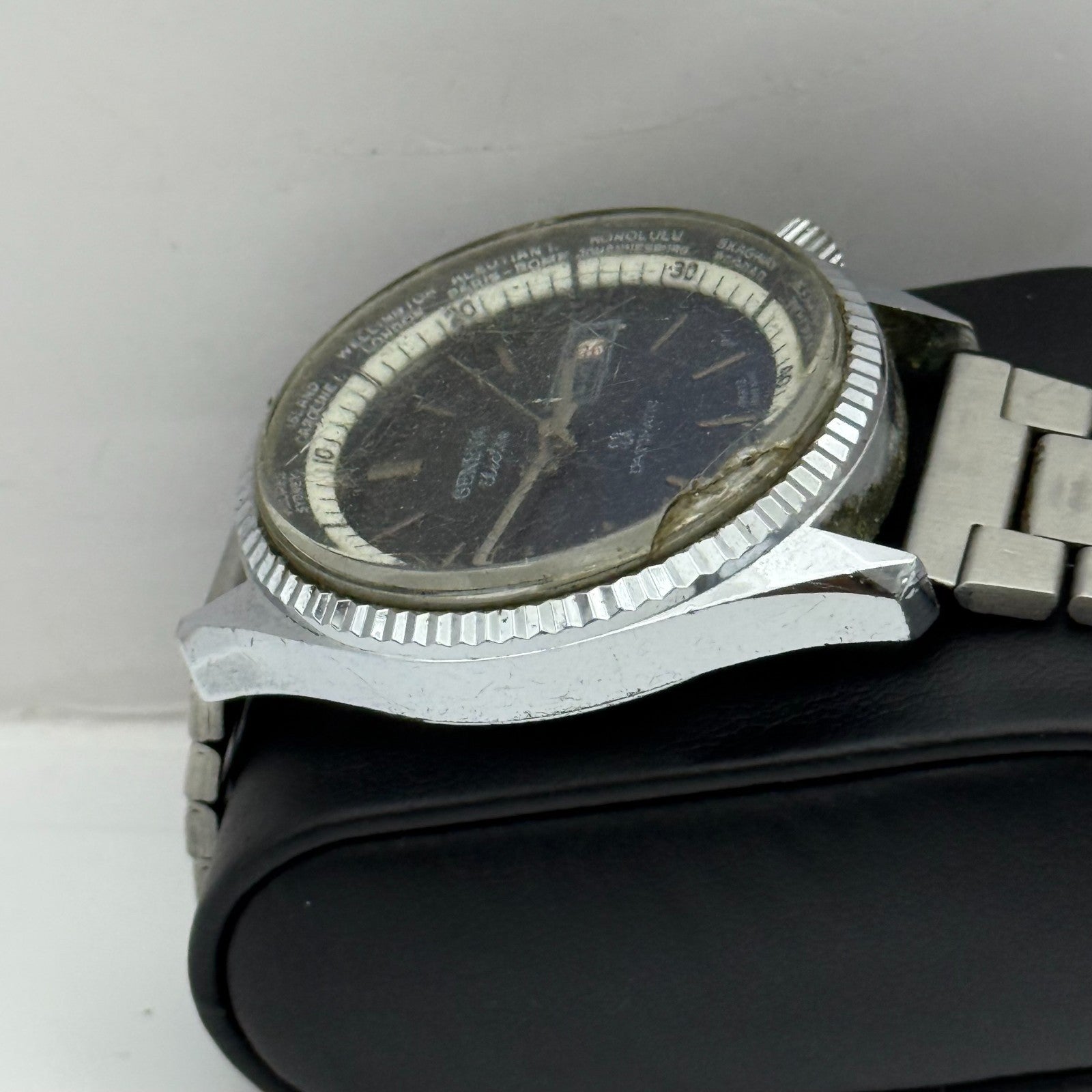 41mm Men’s Vintage Geneva Electra World Time Datomatic ES 55 Manual PARTS REPAIR