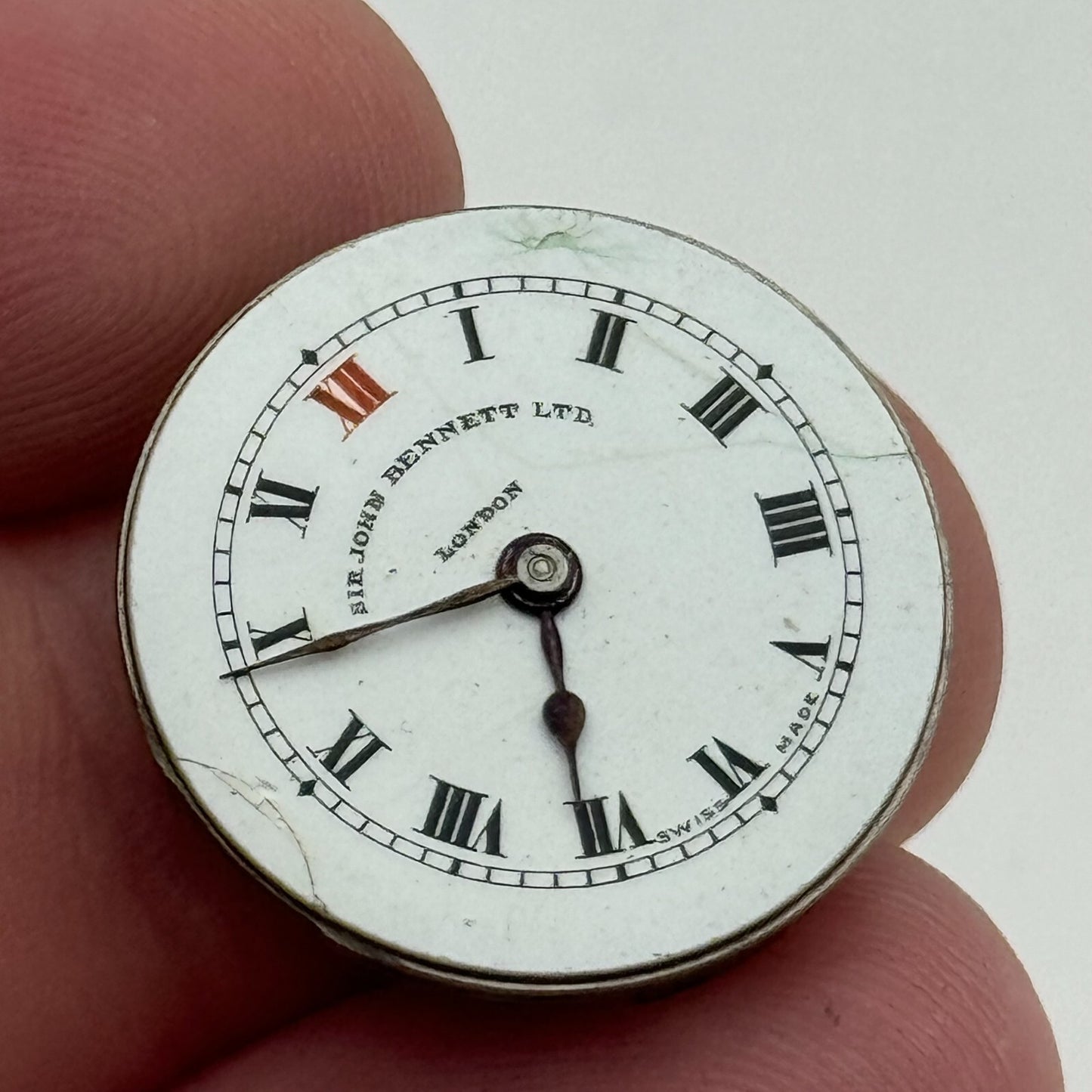 22mm Sir John Bennett London Trench Watch Movement Manual Wind Swiss FOR PARTS