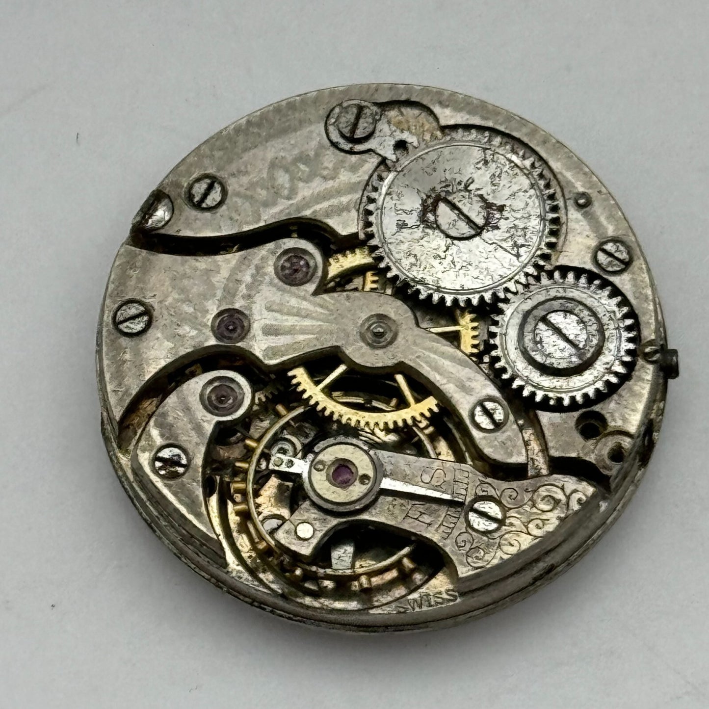 25.3mm Unidentified Trench Watch Movement & Dial Manual Wind Vintage Swiss PARTS