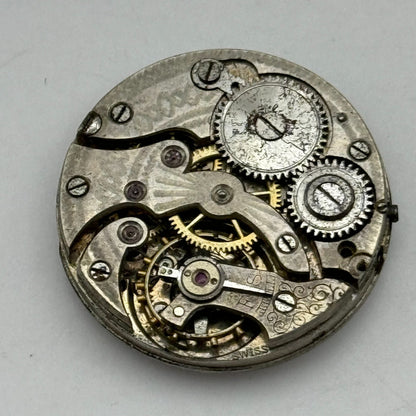 25.3mm Unidentified Trench Watch Movement & Dial Manual Wind Vintage Swiss PARTS
