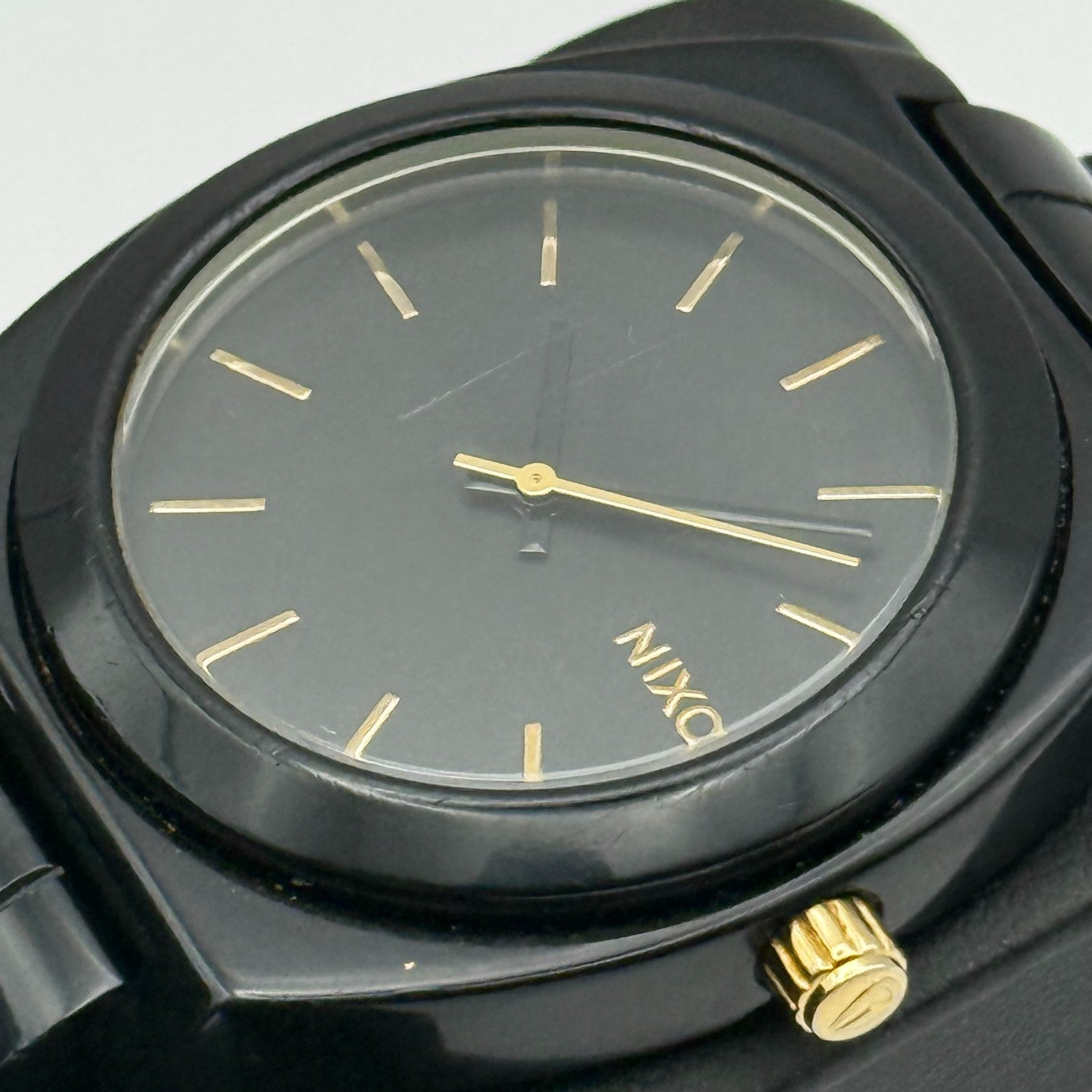 Nixon The Time Teller Acetate Men's Quartz Watch Black Japan Working 39mm