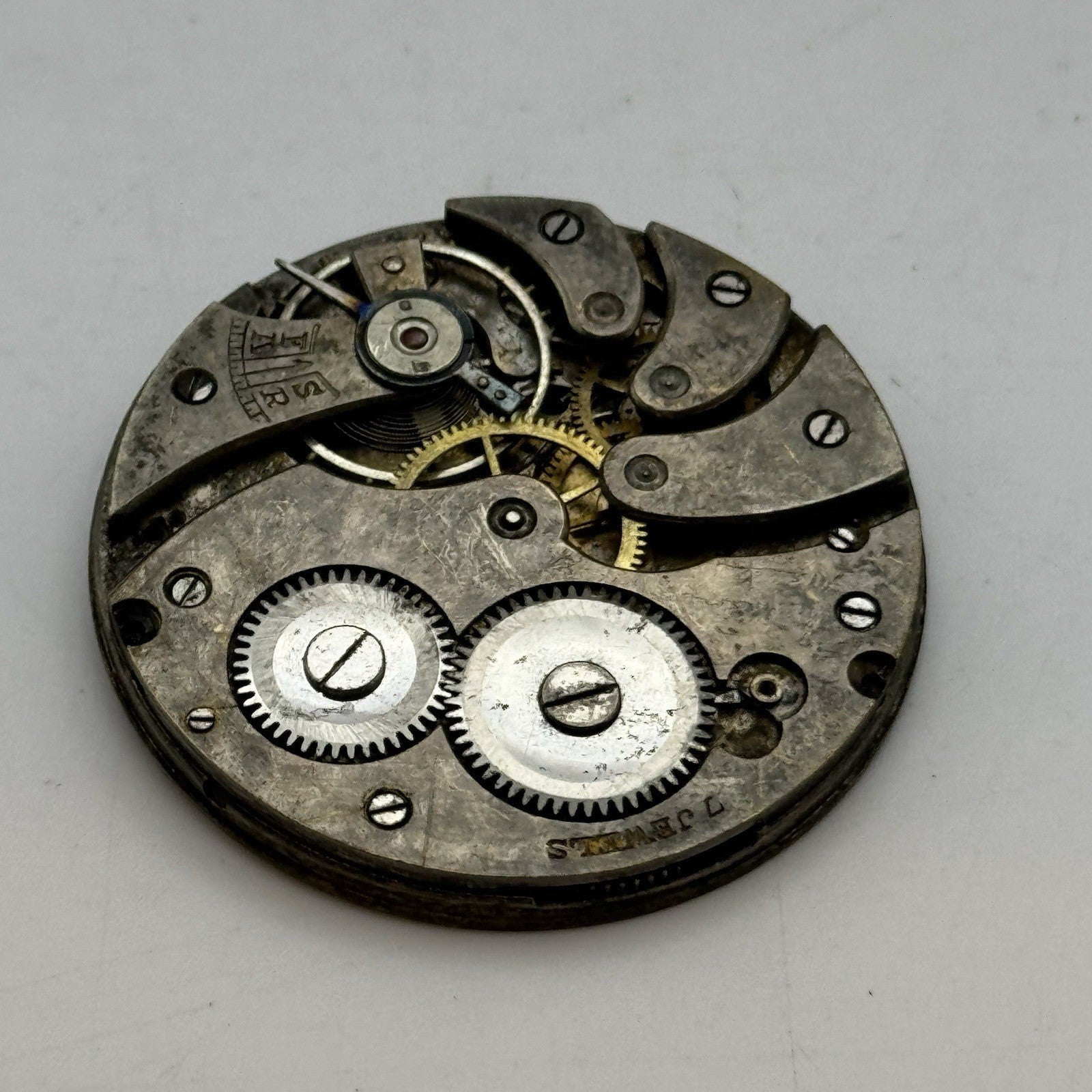 41.4mm Unidentified Thin 7 Jewels Vintage Pocket Watch Movement PARTS REPAIR