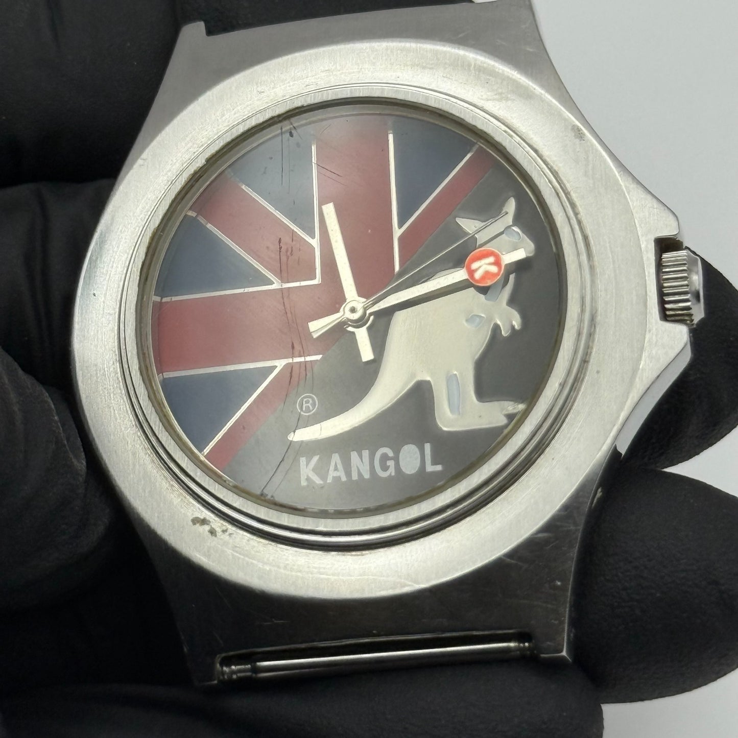 Vintage Kangol Men’s Quartz Watch Kangaroo Silver Tone 100 Metre Working 40mm