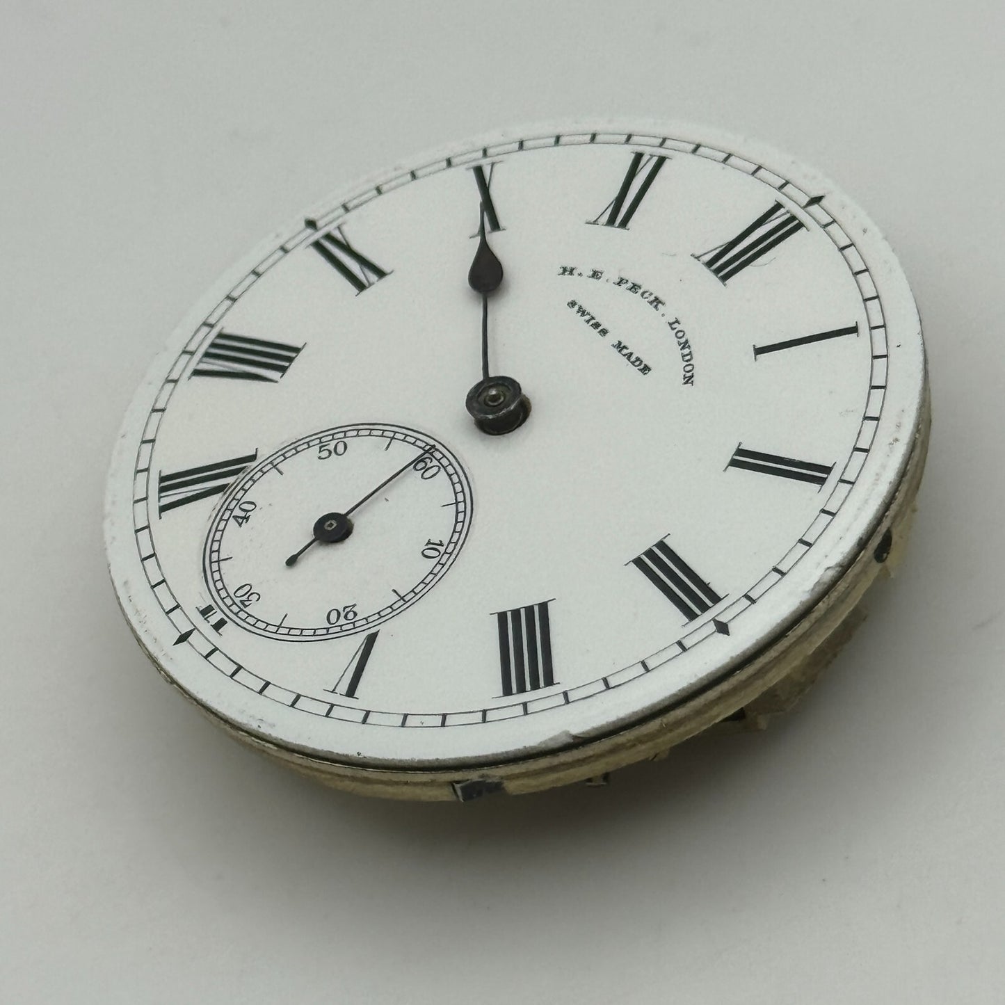 44.8mm Antique Henry E Peck London Swiss Key Wound Pocket Watch Movement PARTS