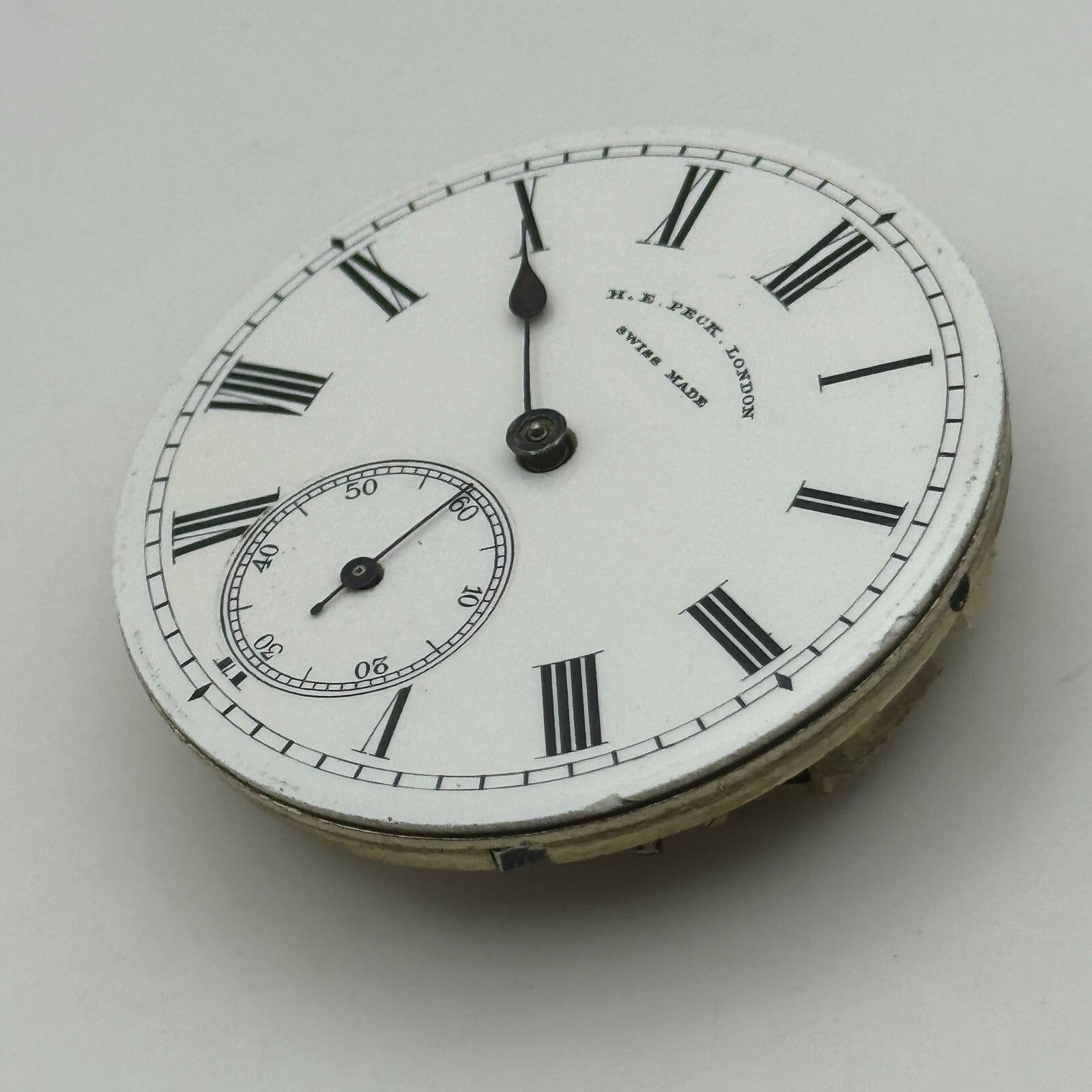 44.8mm Antique Henry E Peck London Swiss Key Wound Pocket Watch Movement PARTS
