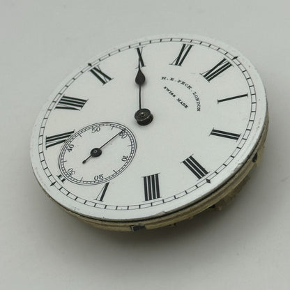 44.8mm Antique Henry E Peck London Swiss Key Wound Pocket Watch Movement PARTS