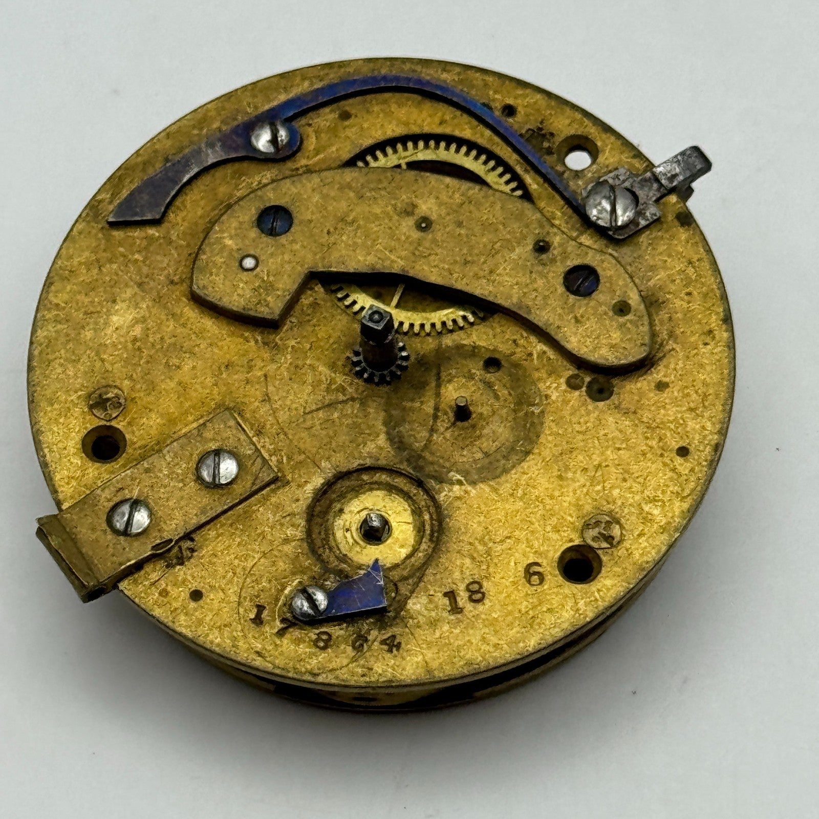 Fusee Pocket Watch Movement Antique English Wolverhampton Parts Repair 44.8mm