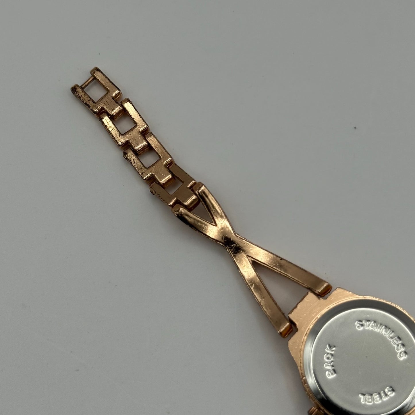 JW Ladies Quartz Watch Rose Gold Crystal Accents Working 21mm 5.25 Inches