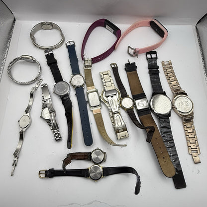 Bundle Of 16 Quartz Watches Modern / Vintage Untested Parts / Repair / Crafts