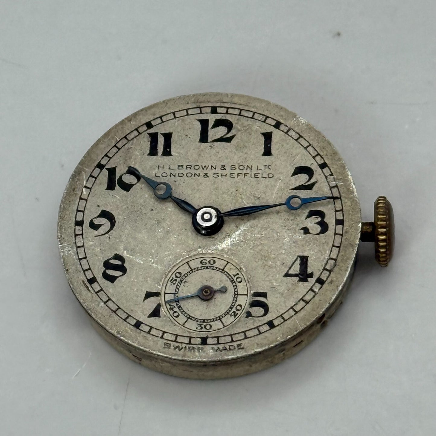 22mm Vintage HL Brown & Son London & Sheffield Manual Wind Watch Movement PARTS