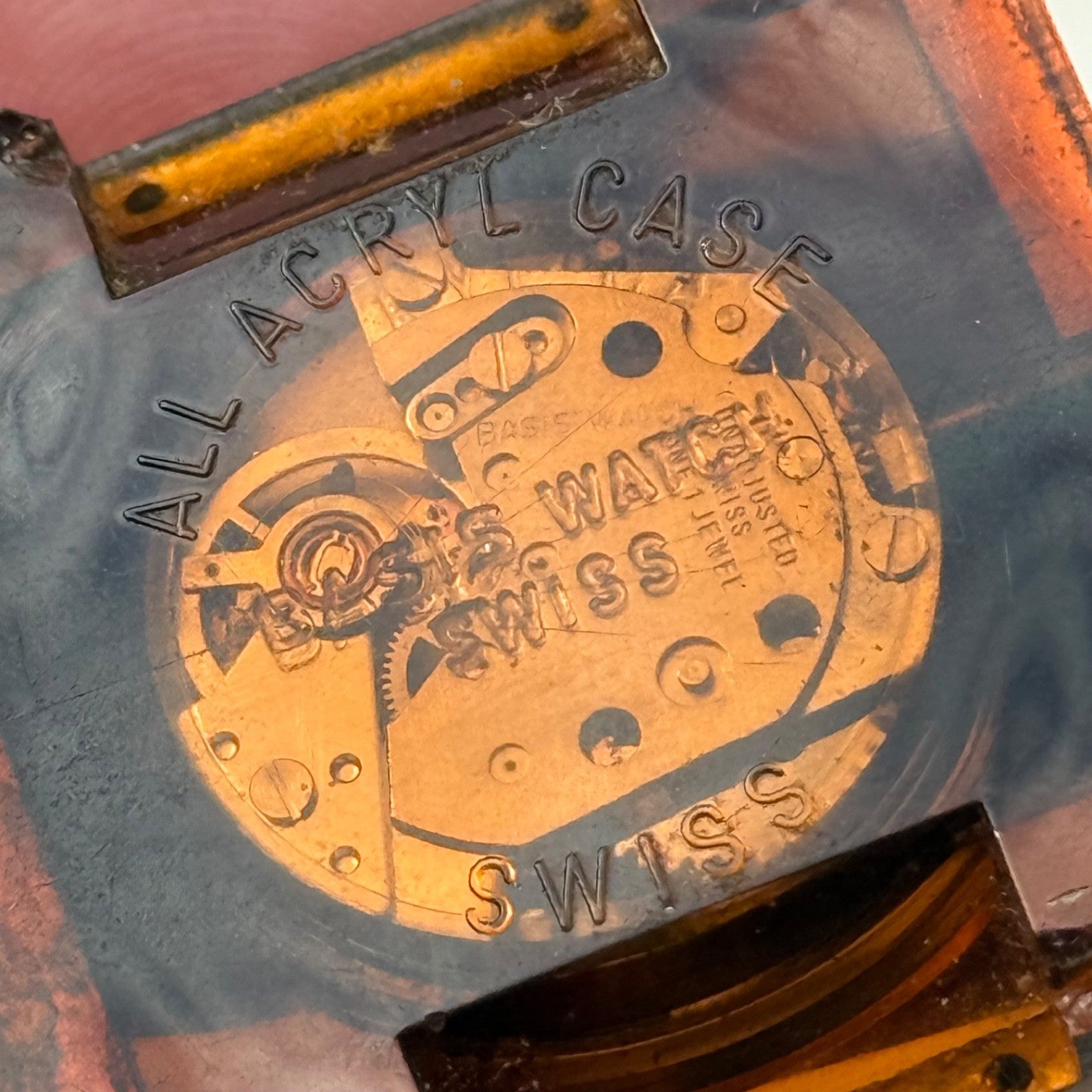 32mm Vintage Square Lucerne Acrylic Case EB 8461 Manual Wind Swiss Watch - PARTS