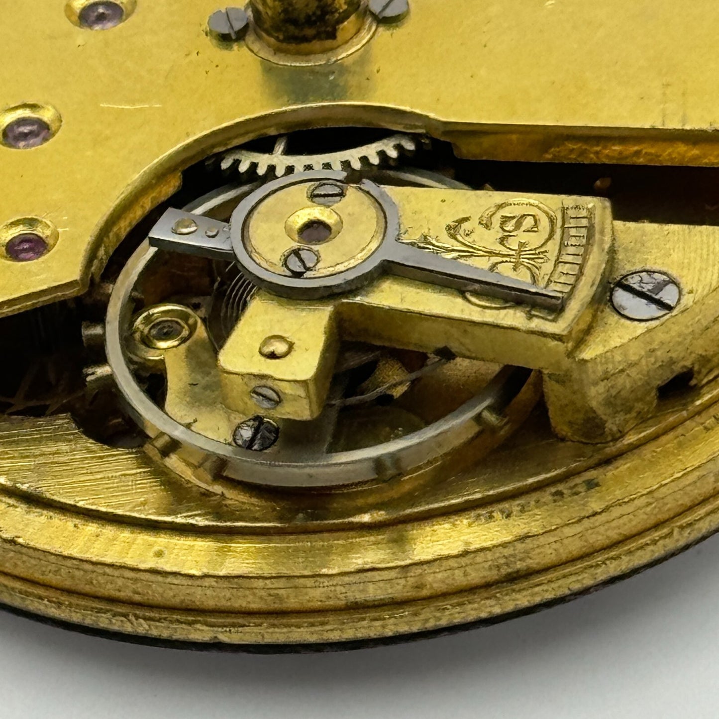 46.4mm Antique H Stone Leeds Balance Ok Key Wound Pocket Watch Movement PARTS