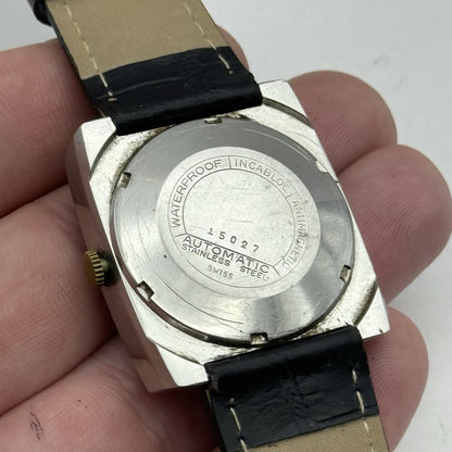 32mm Mens Avia Matic Automatic Sweep Seconds Square Watch FOR PARTS TO RESTORE