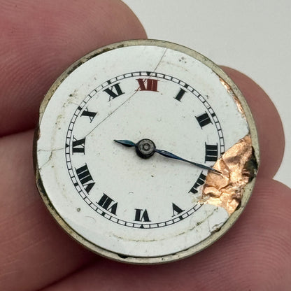 Unidentified Roman Numerals Watch Movement Manual Wind Parts Spare 25.4mm