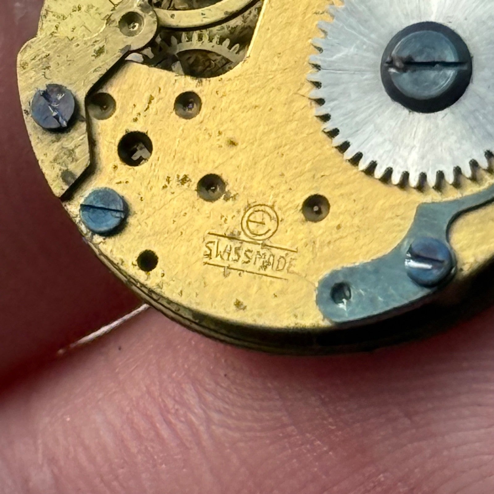 22mm Vintage Elco Bullseye Silver Ring Dial Manual Wind Watch PARTS / REPAIR