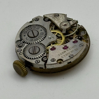 19.7mm Buren Eldis 15 Jewels Manual Wind Watch Movement Swiss Vintage PARTS