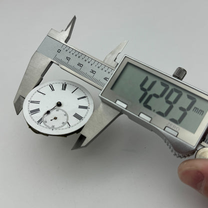 42.9mm Unidentified Antique Key Wound Pocket Watch Movement PARTS REPAIR SPARES