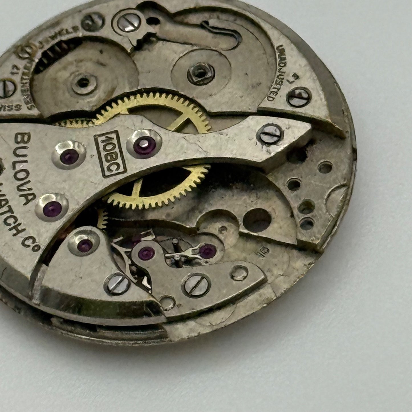 Bulova 10BC Watch Movement Manual Wind Vintage Swiss For Parts Or Repair 23.6mm