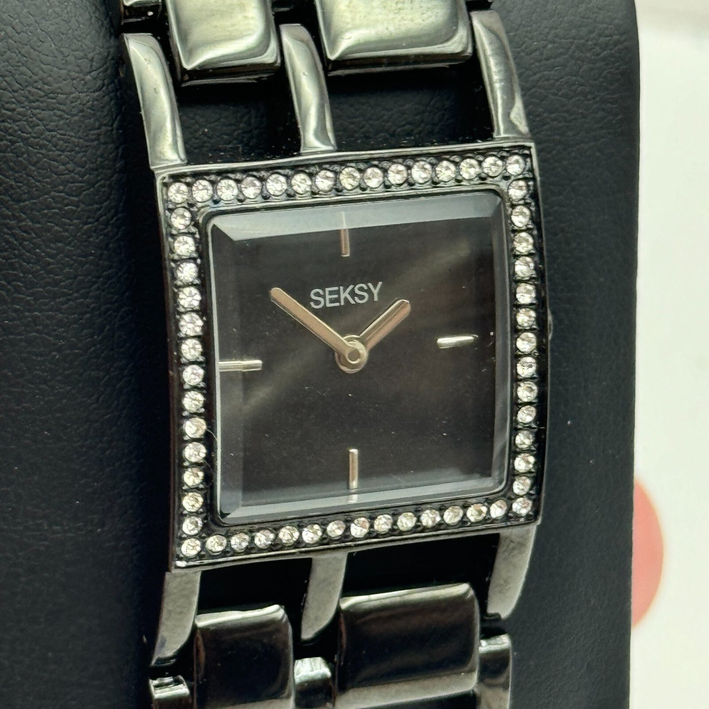 23mm Working Seksy Sekonda 4008 Black Jewelled Quartz Watch New Battery 7.5 Inch