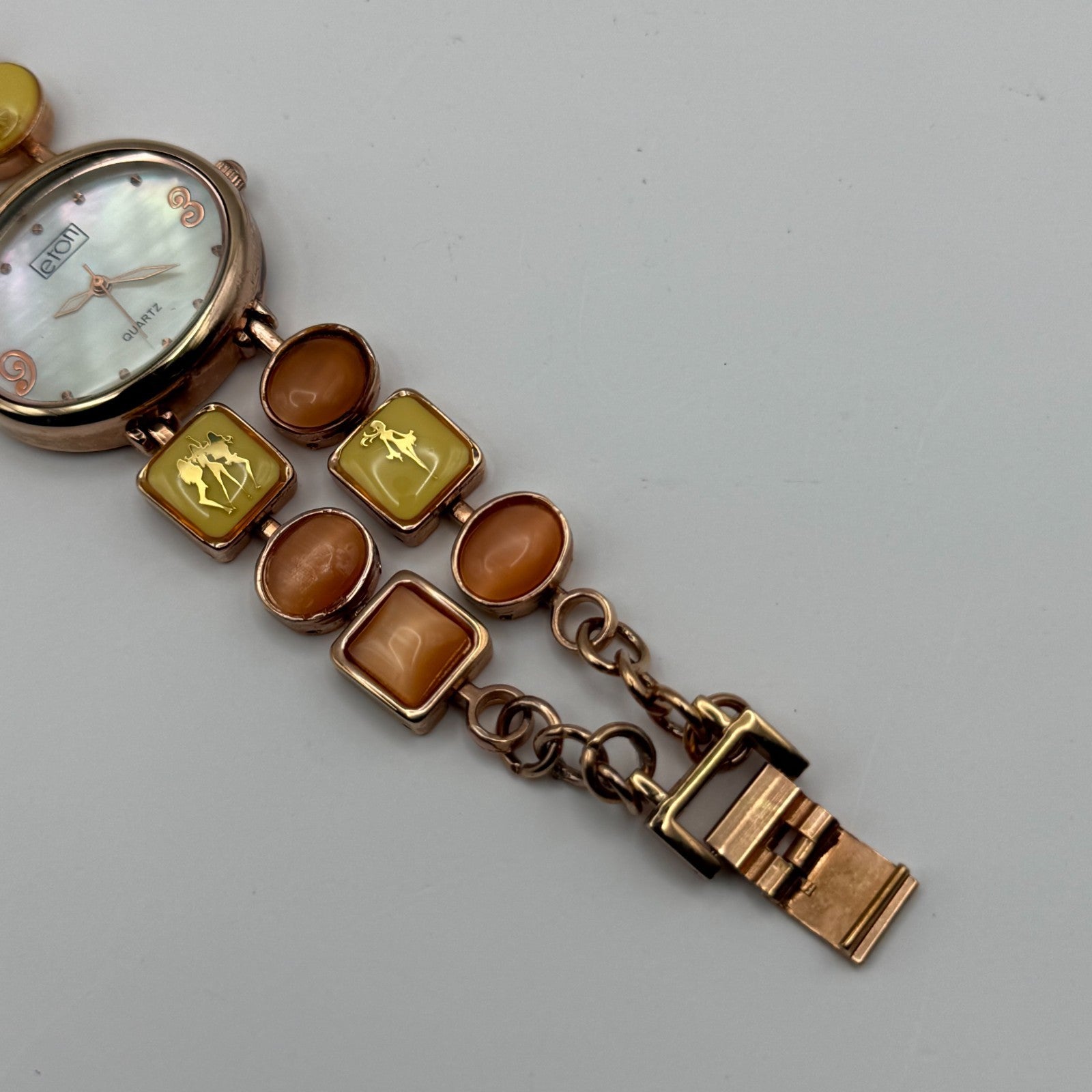 Eton Ladies Quartz Watch Mother of Pearl Rose Gold Tone Bracelet Working 31mm