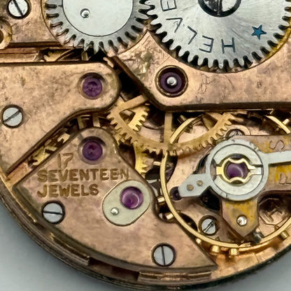 Helvetia 82C Watch Movement Manual Wind Vintage Swiss 17 Jewels Parts 23.1mm