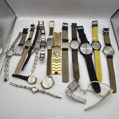 Bundle Of 16 Quartz Watches Modern / Vintage Untested Parts / Repair / Crafts