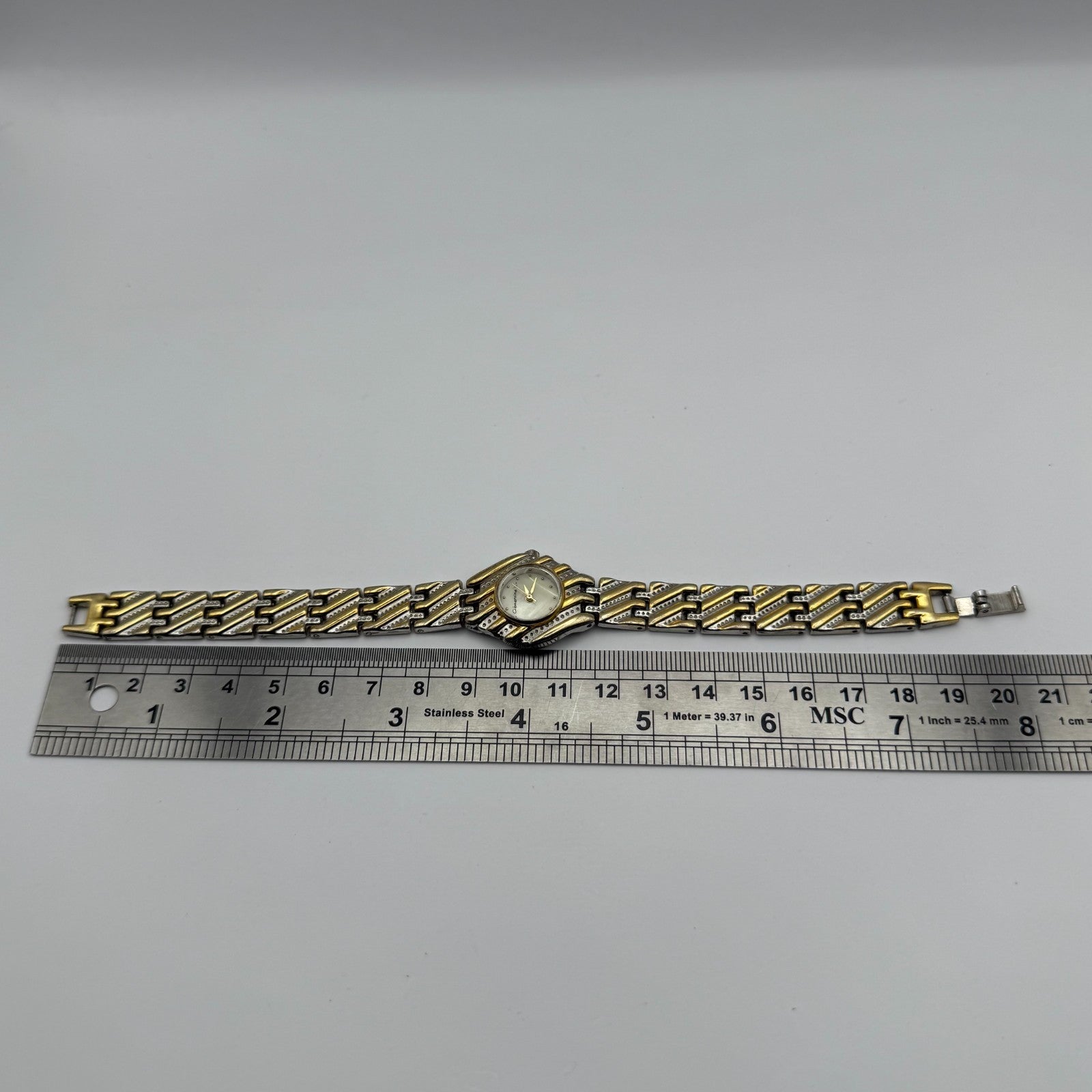 Clementine L. Ladies Quartz Watch MOP Dial Two Tone Bracelet Working 22mn