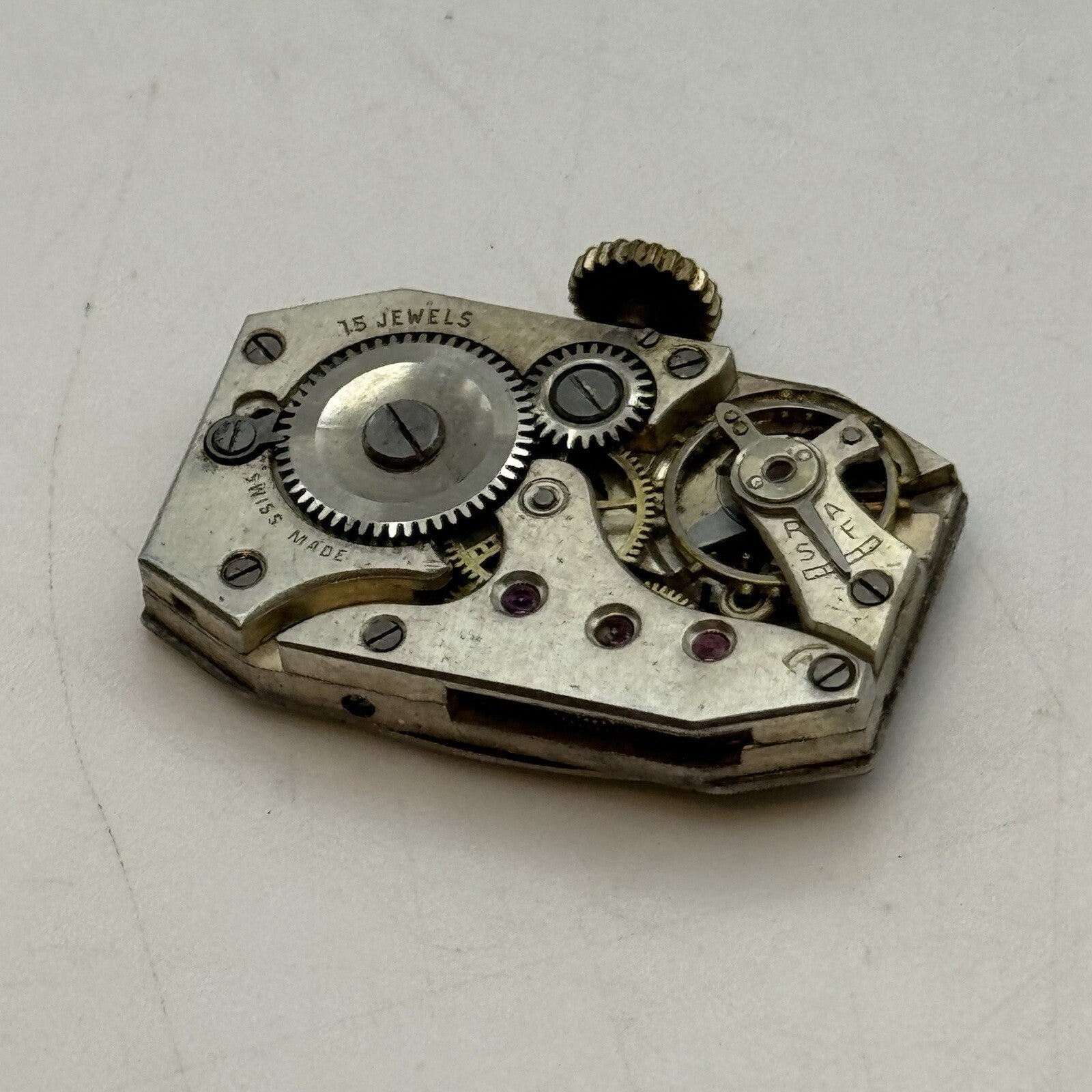 15.2mm Running Art Deco Cal 411 Tank Watch Movement Dial Hands Restoration