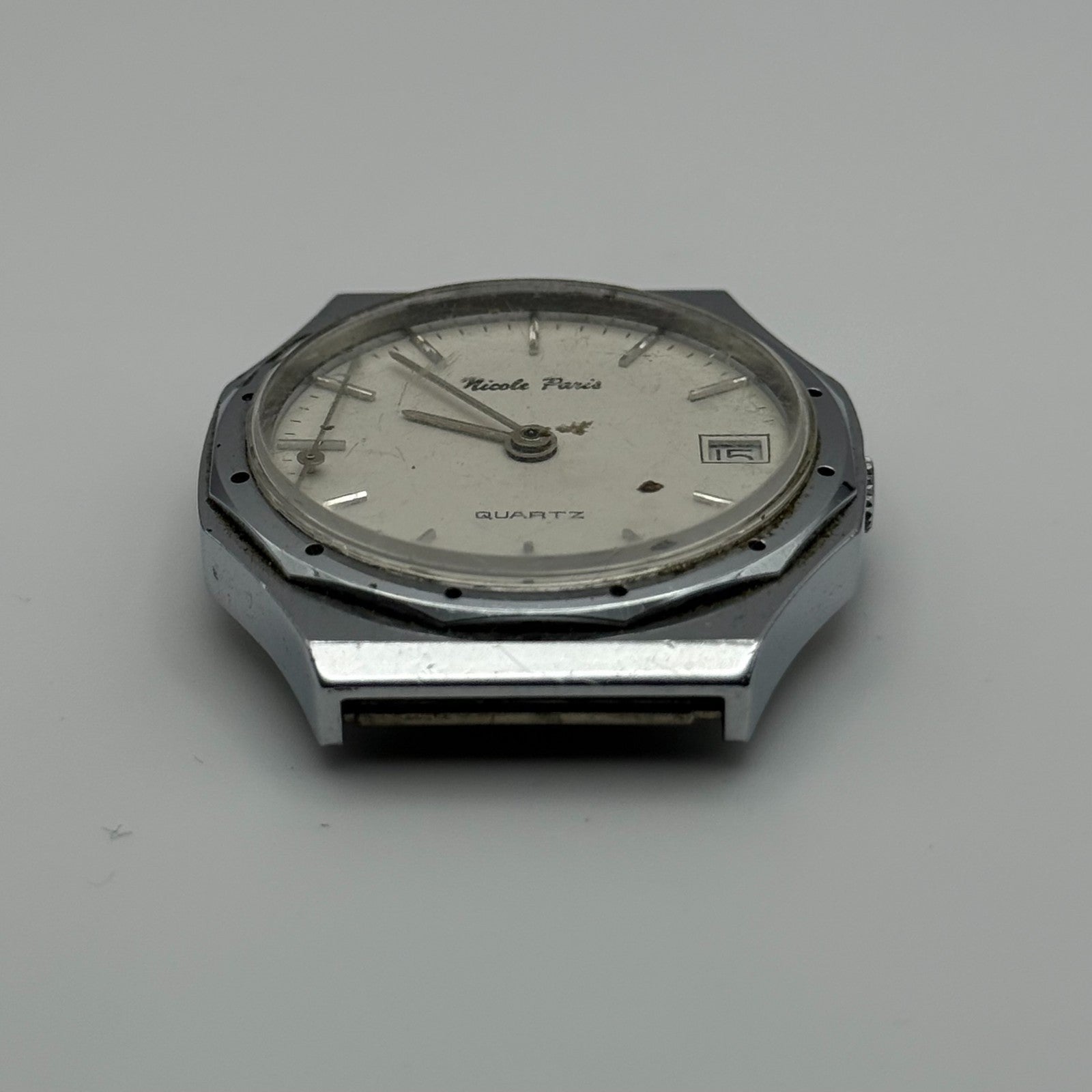 EB 870.111 Quartz Watch Nicole Paris Date Dial Swiss 33mm UNTESTED PARTS REPAIR