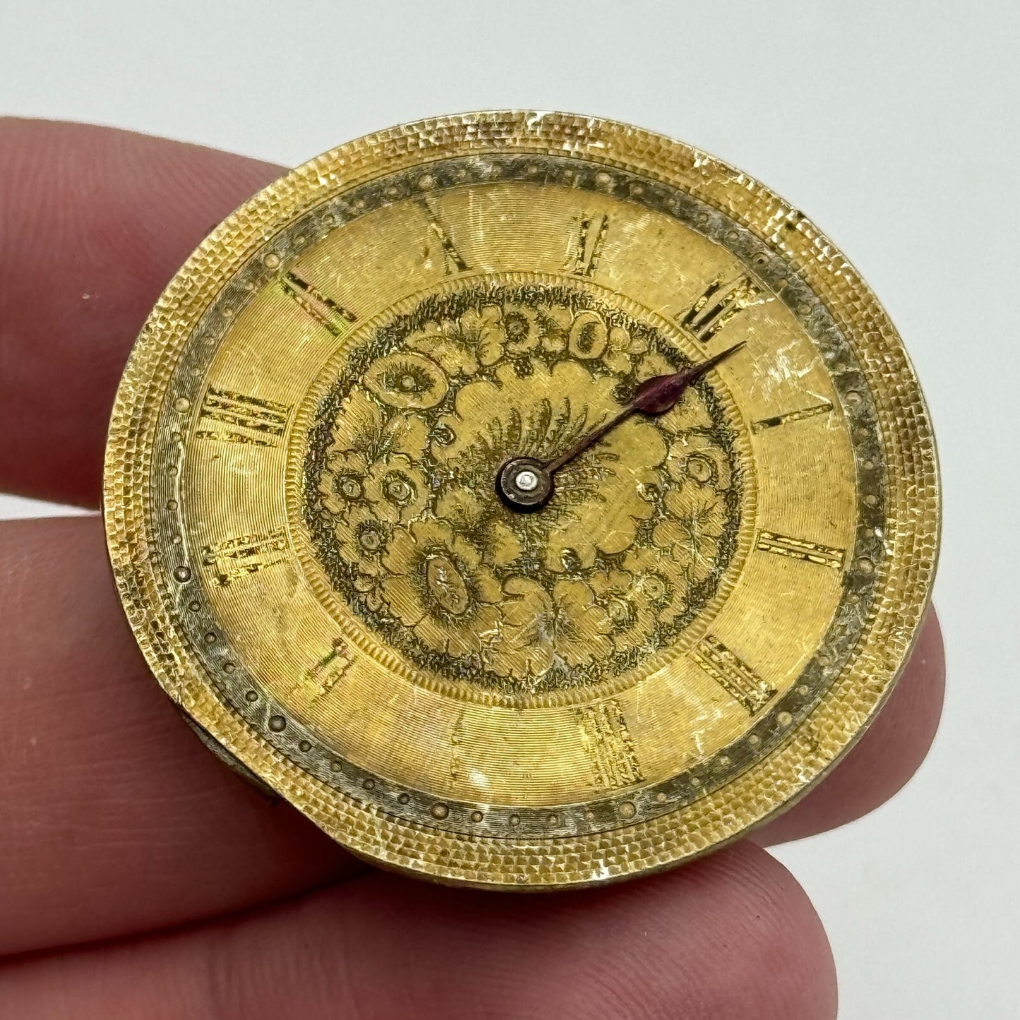 36.5mm Antique Key Wound Beautiful Gold Plated Dial Pocket Watch Movement PARTS