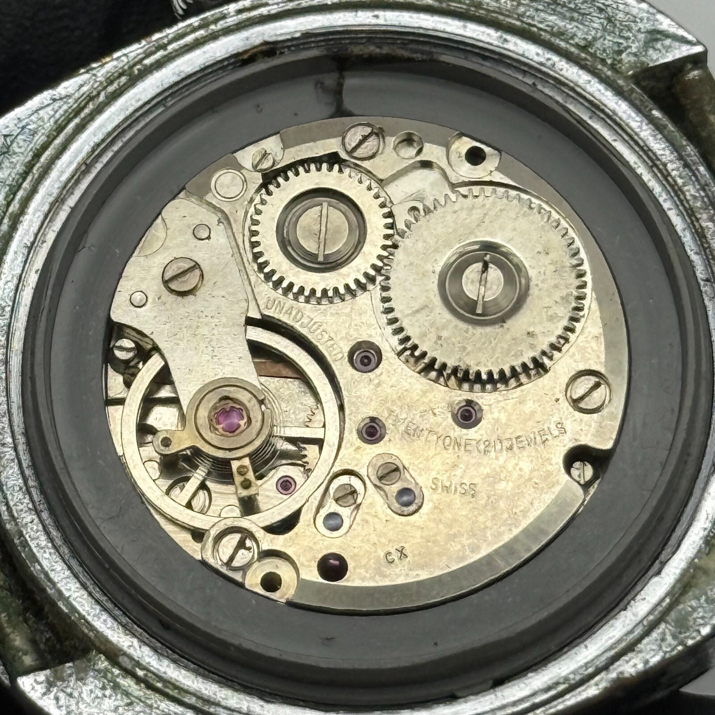 36mm Men’s Vintage Cronel Shock Protected Date Dial Swiss Watch PARTS REPAIR