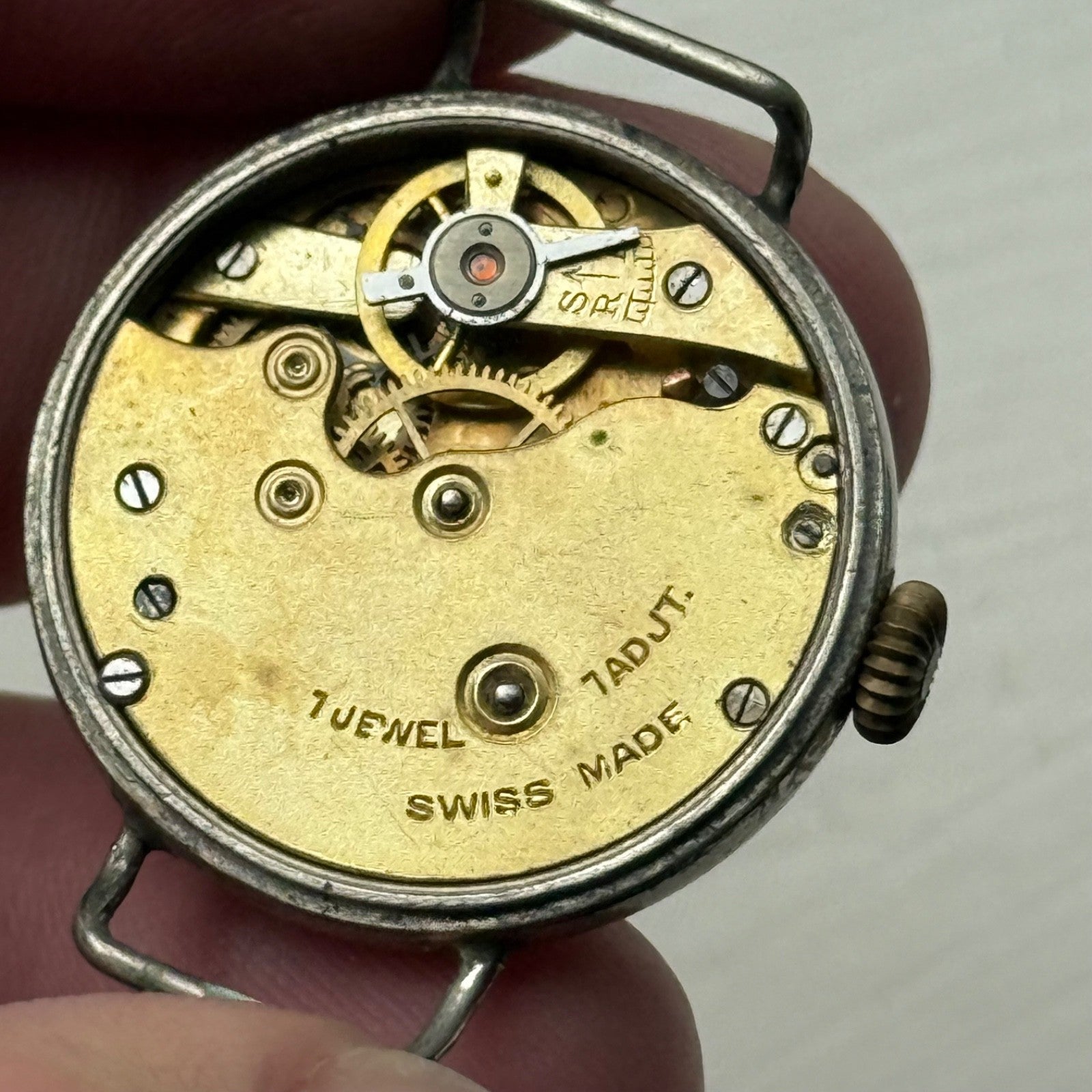 26mm Vintage Medana Trench Style Partial Swiss Manual Wind Watch PARTS / REPAIR