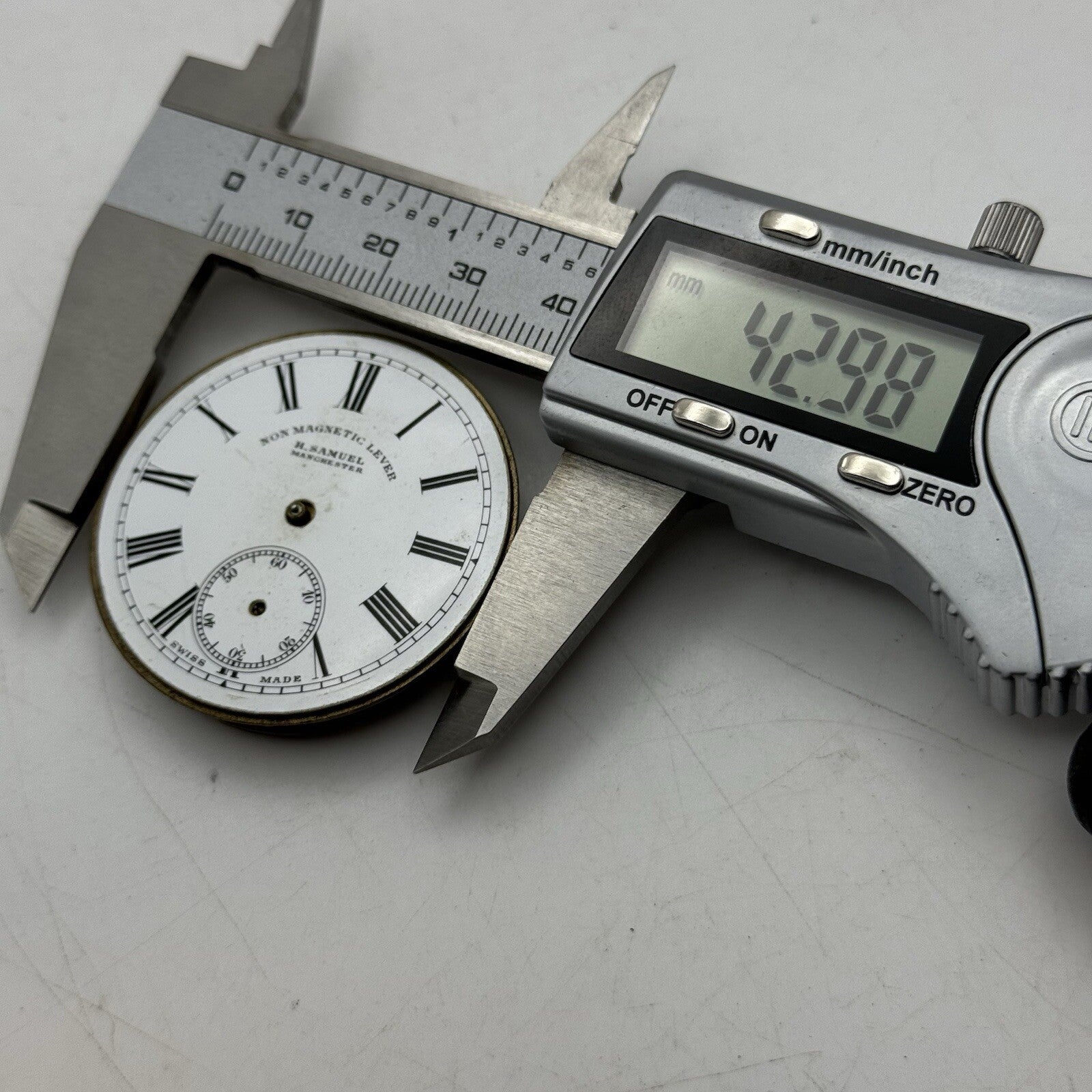 42.9mm H Samuel Non Magnetic Lever Pocket Watch Movement FOR PARTS
