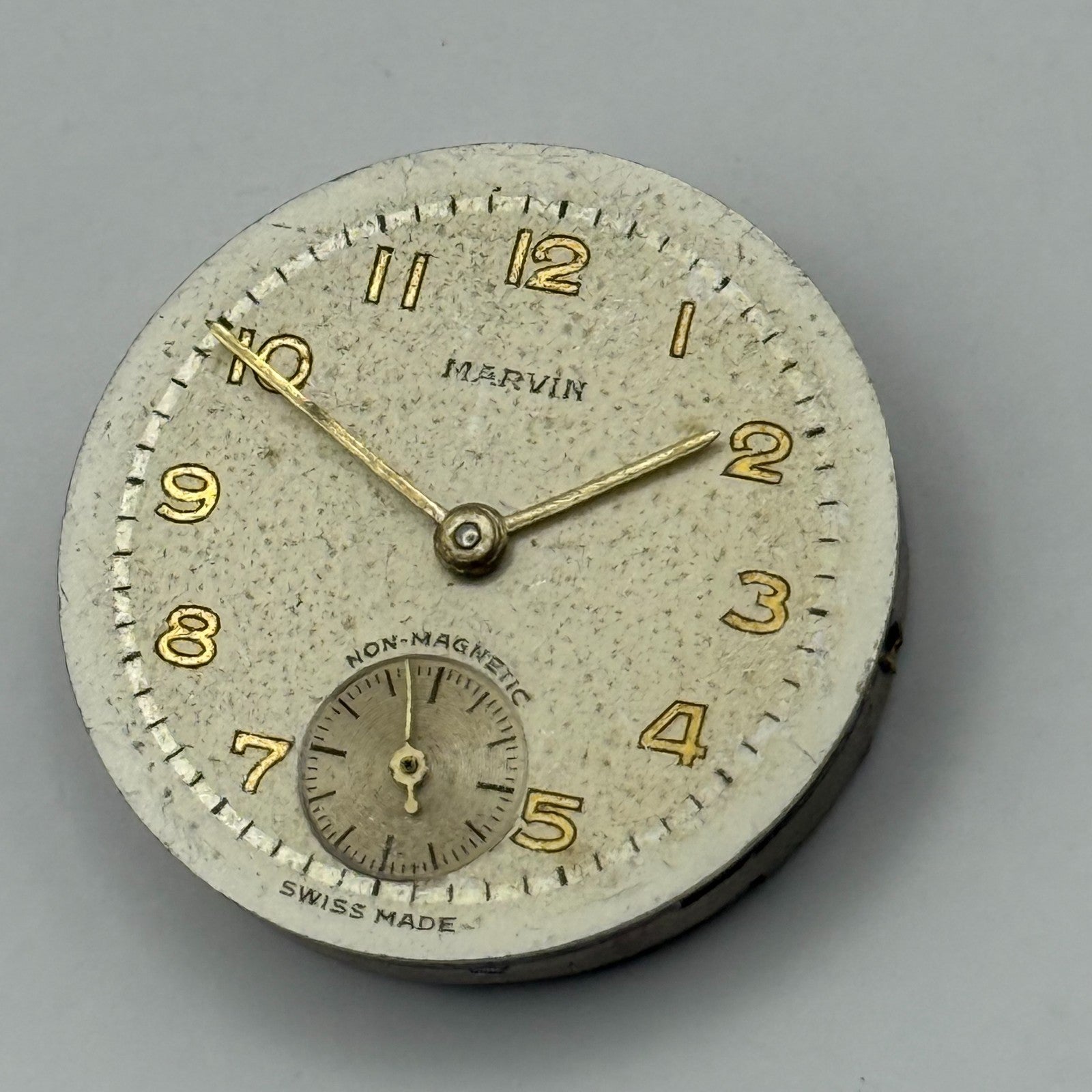 Marvin 17 Jewels Non Magnetic Watch Movement Manual Wind Vintage Parts 23.2mm