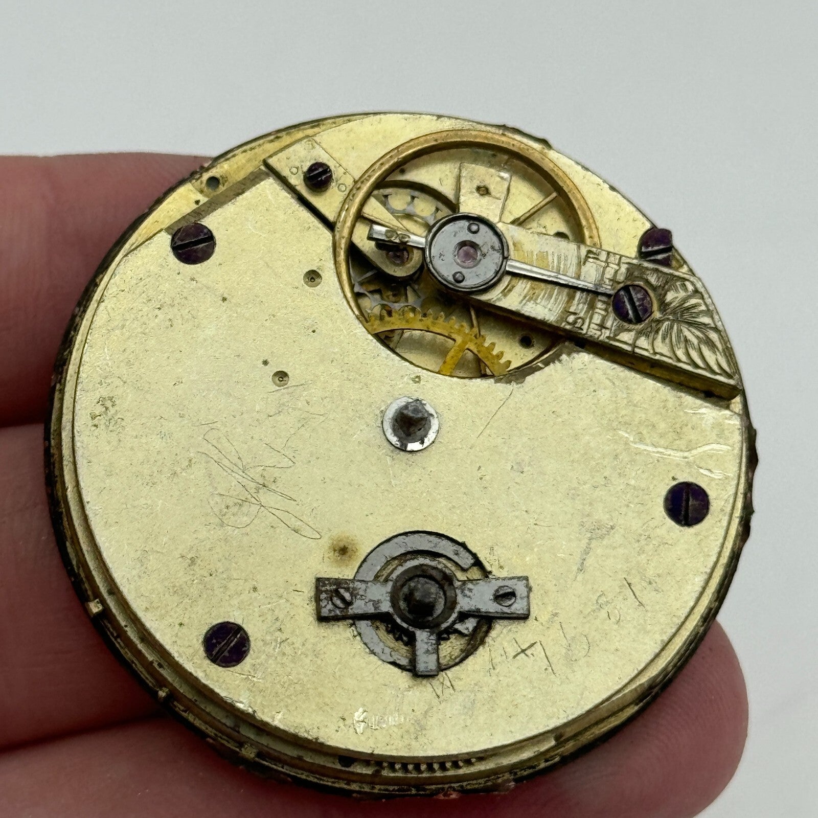 44mm Antique Paris Exhibition 1867 Key Wound Pocket Watch Movement PARTS REPAIR