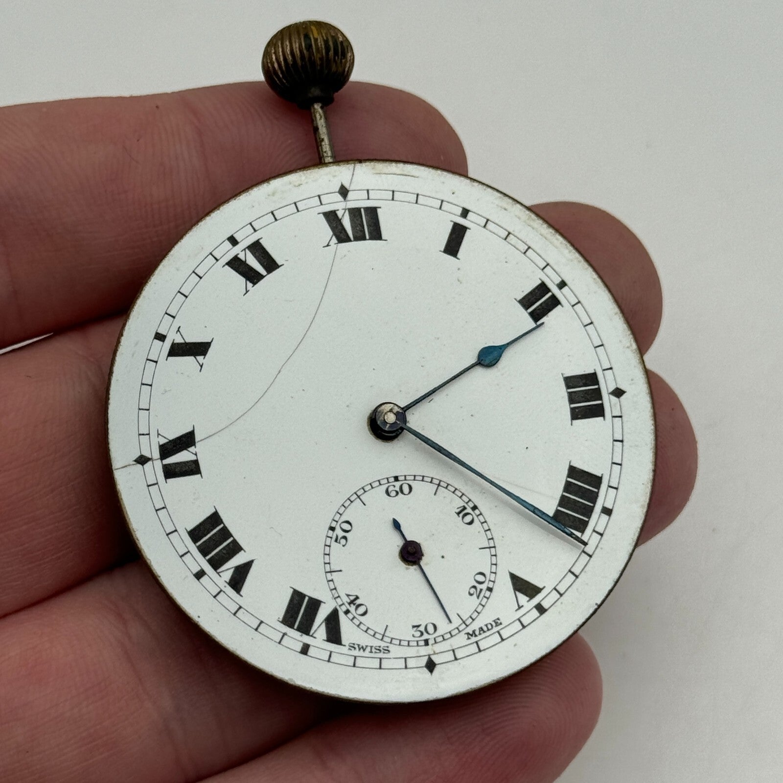 46.1mm Open Face Swiss Balance Ok Pocket Watch Movement PARTS REPAIR