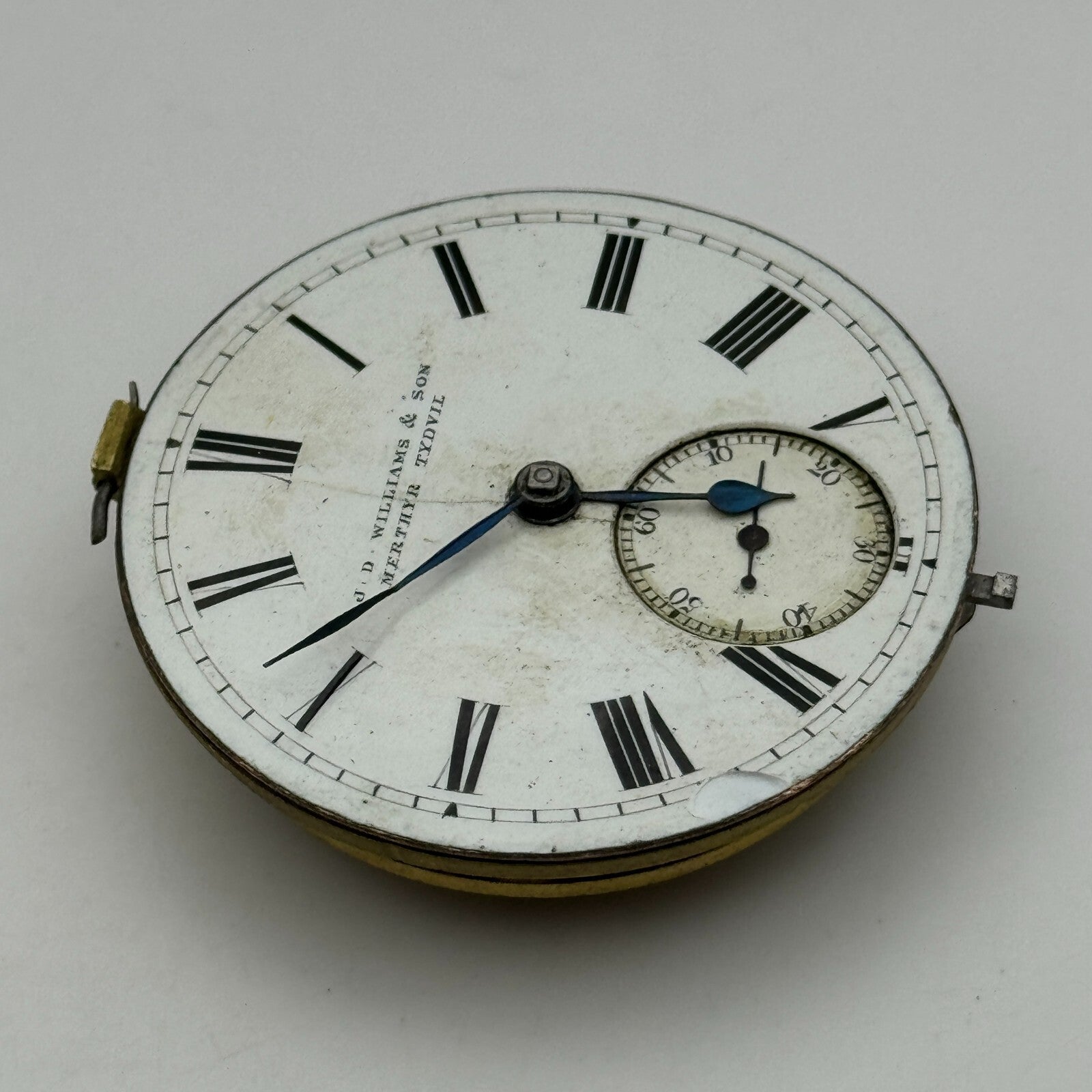 44.8mm Antique J D Williams & Son Merthyr Tydvil Pocket Watch Movement PARTS