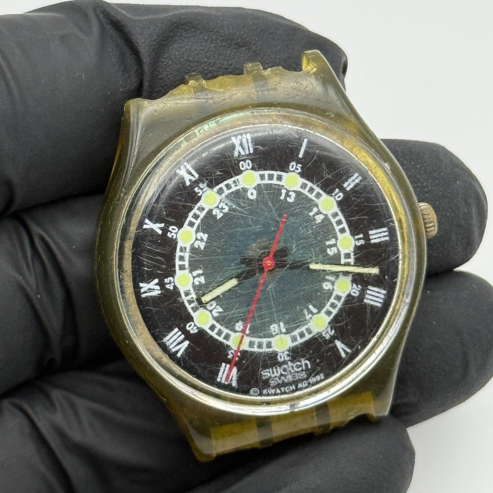 33mm Vintage 1992 Swatch Screw Driver 24 Hour Quartz Watch UNTESTED PARTS REPAIR