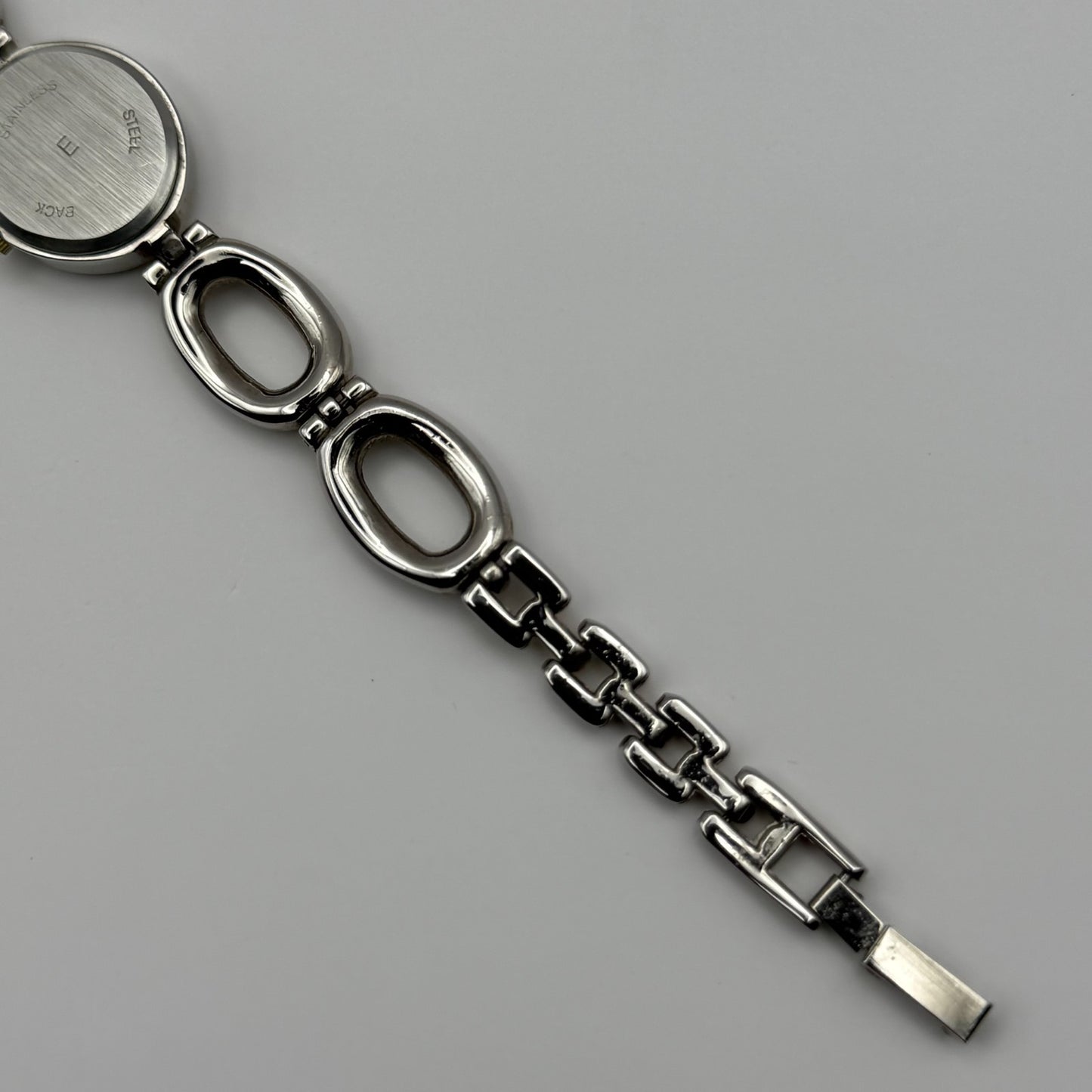 Carvel Ladies Quartz Watch MOP Oval Dial Silver Gold Tone Bracelet Working 19mm