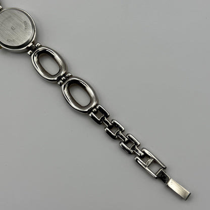 Carvel Ladies Quartz Watch MOP Oval Dial Silver Gold Tone Bracelet Working 19mm