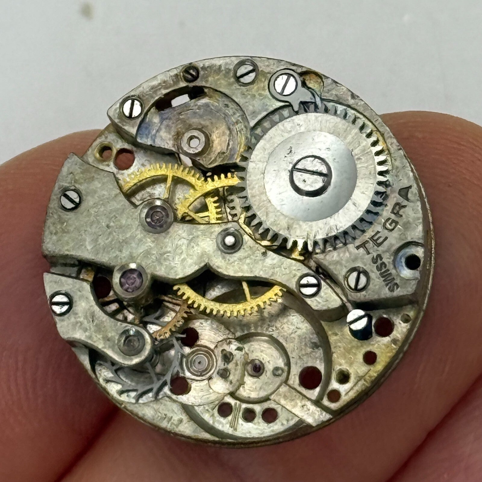 23.4mm Vintage Tegra AS A Schild Partial Manual Wind Watch Movement PARTS REPAIR