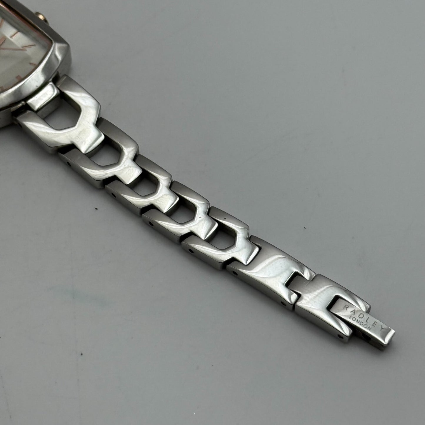 20mm Working Ladies Radley Silver Tone Quartz Panel Bracelet Watch 6 Inches