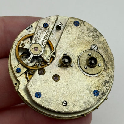 43.2mm Antique Key Wound Balance Intact Pocket Watch Movement Dial Hands PARTS