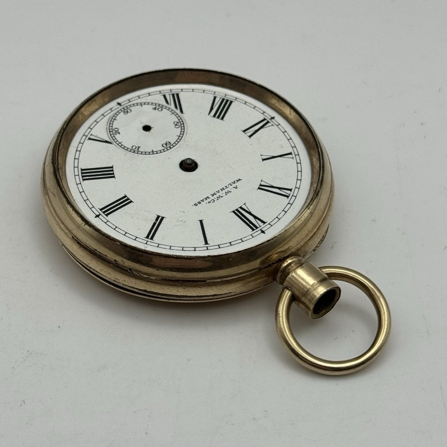 16S Waltham Bond St Model 1888 10ct Gold Plate Open Face Pocket Watch TO RESTORE