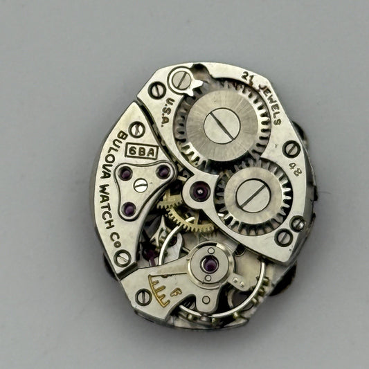 15.3mm Vintage Ladies Bulova 6BA Manual Wind Swiss Watch Movement PARTS REPAIR